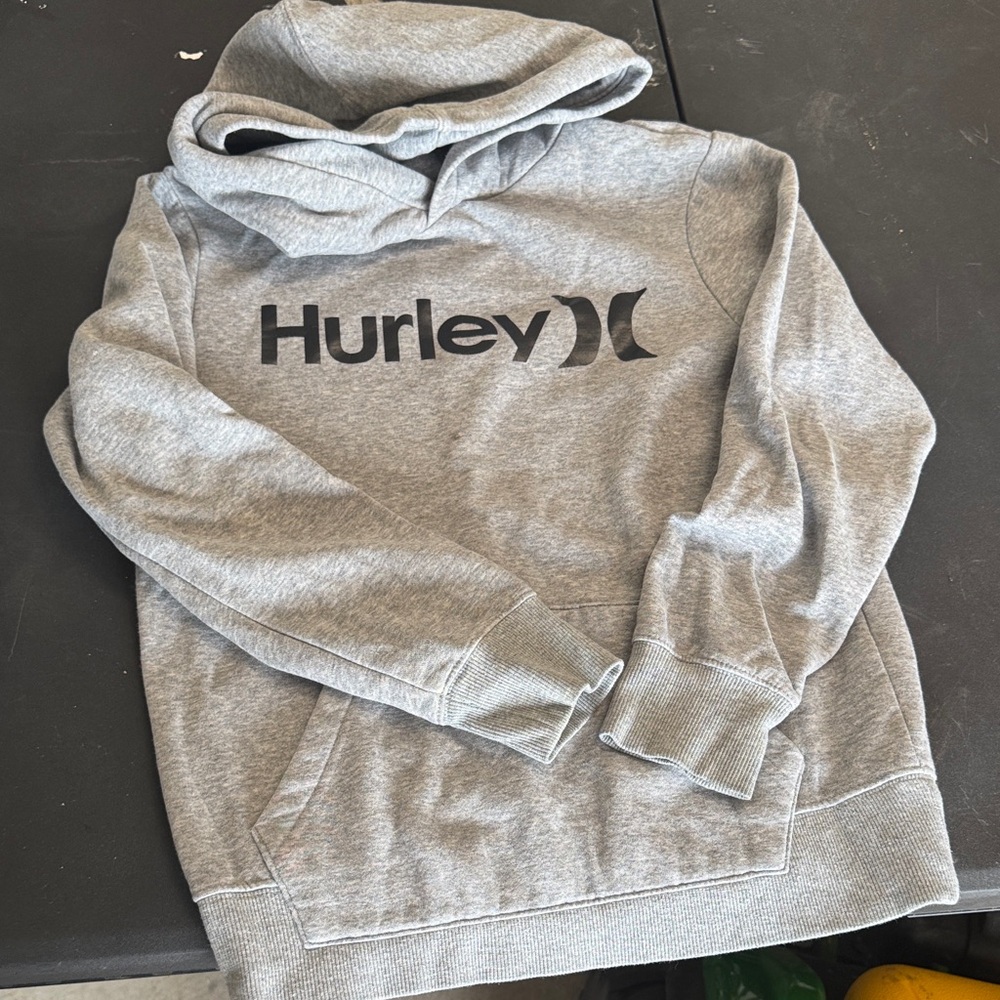 Hurley Men's Heather Gray Logo Crewneck Hoodie